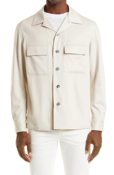 Zegna Oasi Cashmere Overshirt In Neutral