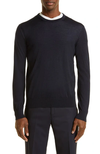 Zegna Men's Casheta Light Crewneck Long-sleeve Shirt In Navy