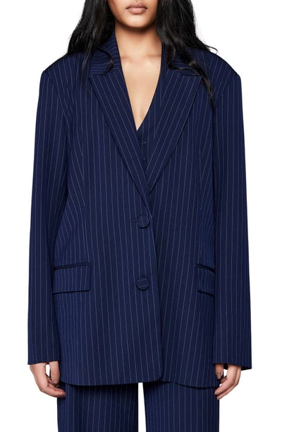 Bardot Pinstripe Blazer In Navy Strip
