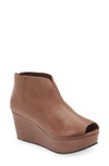 Chocolat Blu Walee Peep Toe Platform Bootie In Brown Leather