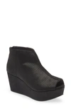 Chocolat Blu Walee Peep Toe Platform Bootie In Shimmer Black Leather