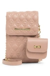 BETSEY JOHNSON QUILTED PHONE CROSSBODY & AIRPOD CASE