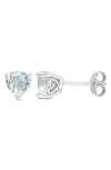 Delmar Sterling Silver Aquamarine Heart Shape Stud Earrings In Blue