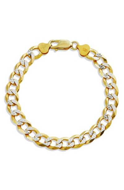 Savvy Cie Jewels Two-tone Diamond Cut Curb Chain Bracelet In Yellow Gold