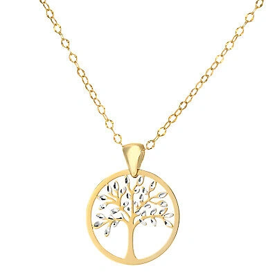 Pre-owned Jewelco London 9ct White & Yellow Gold Trace Pendant Necklace 18 Inch
