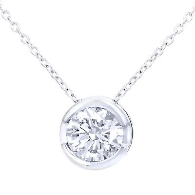 Pre-owned Jewelco London 9ct White Gold 1/3ct Diamond Solitaire Pendant Necklace 18 Inch