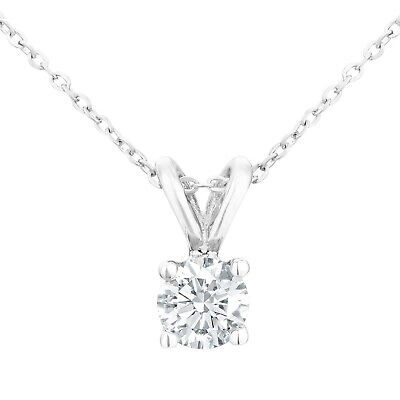 Pre-owned Jewelco London 9ct White Gold 1/4ct Diamond Solitaire Pendant Necklace 18 Inch