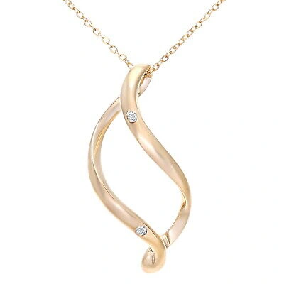 Pre-owned Jewelco London 9ct Gold Round 5pts Diamond Twist Pendant Necklace 18 Inch