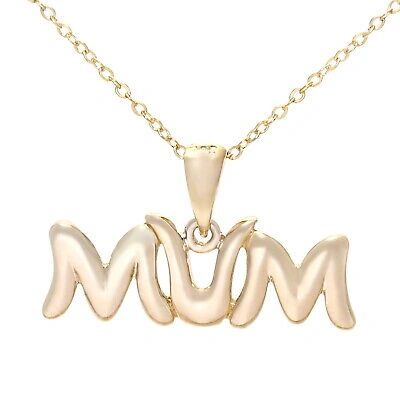Pre-owned Jewelco London 9ct Gold Mum Pendant Necklace 18 Inch