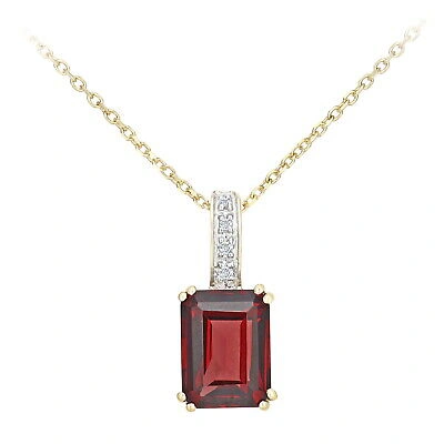 Pre-owned Jewelco London 9ct Gold Diamond Octagon 2ct Garnet Popsicle Necklace 16"