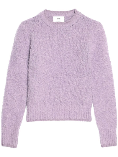 Ami Alexandre Mattiussi Brushed Crewneck Sweater In Purple