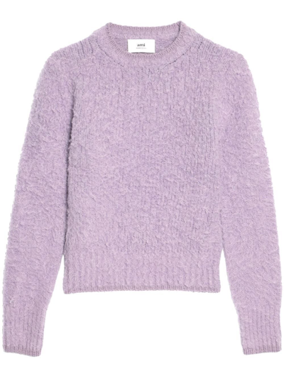 Ami Alexandre Mattiussi Brushed Crewneck Jumper In Purple