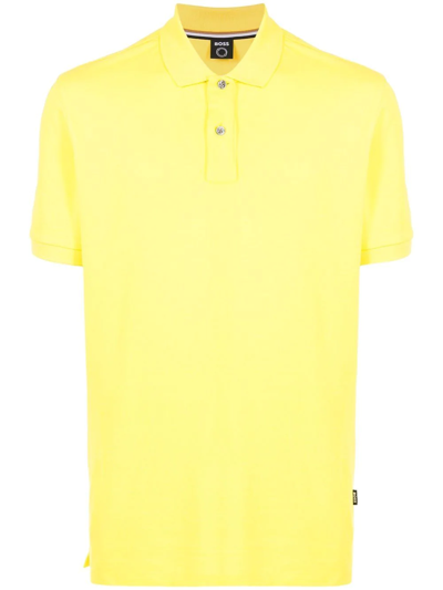 Hugo Boss Shortsleeved Cotton Polo Shirt In Yellow