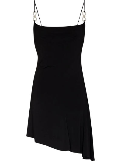 Mach & Mach Crystal-embellished Bow Mini Dress In Black