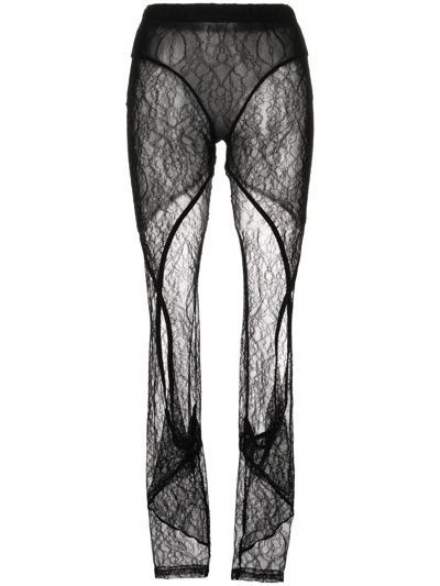 Dion Lee Lace High-waisted Leggings In Schwarz