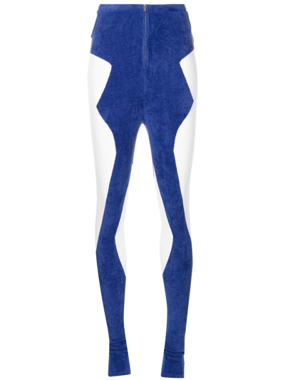 Dion Lee Intarsia-knit Slim-cut Trousers In Blau