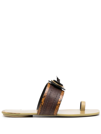 Tory Burch Artisanal Knit Slides In Brown