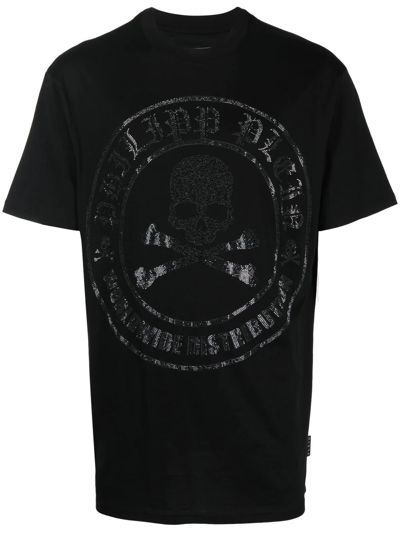 Philipp Plein Skull Bones Logo T-shirt In Black
