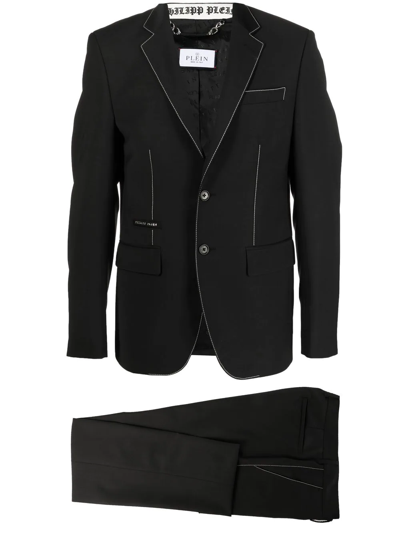 Philipp Plein Contrast-stitching Single-breasted Suit In Black