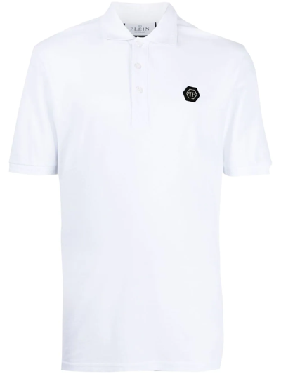 Philipp Plein Skull-print Cotton Polo Shirt In White