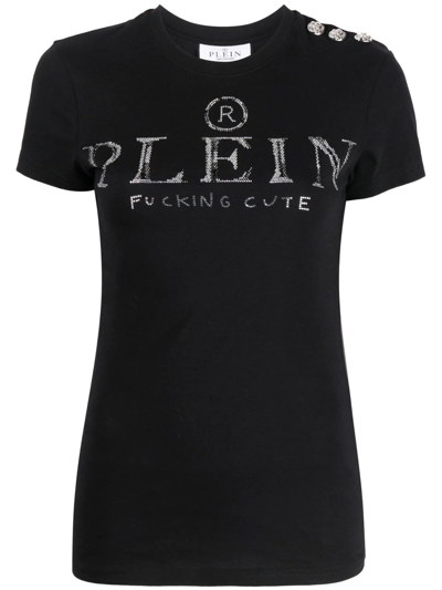 Philipp Plein Crystal-embellished Logo T-shirt In Black