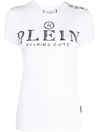 Philipp Plein Crystal-embellished Logo T-shirt In White