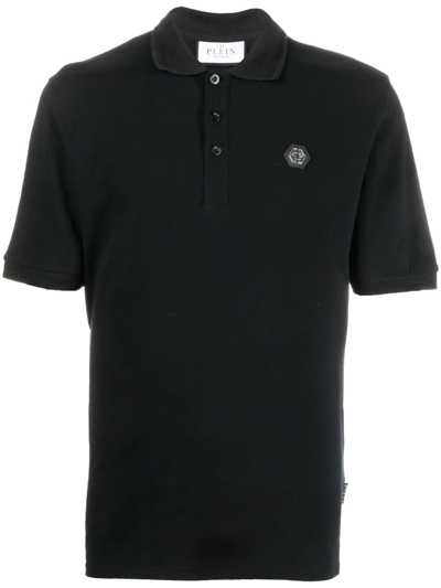 Philipp Plein Skull-print Cotton Polo Shirt In Black