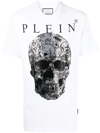 Philipp Plein T-shirt Round Neck Ss Skull With Crystals In White