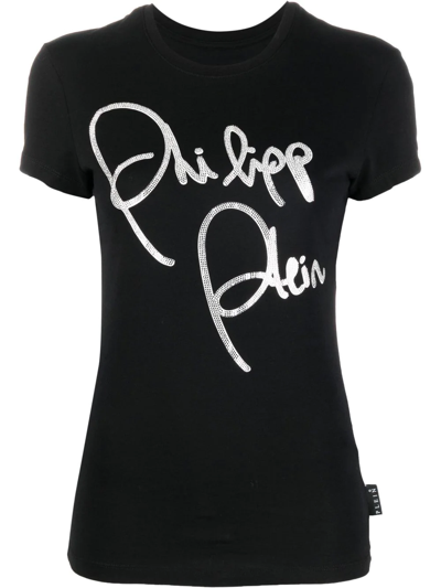 Philipp Plein Logo-print Cotton T-shirt In Black