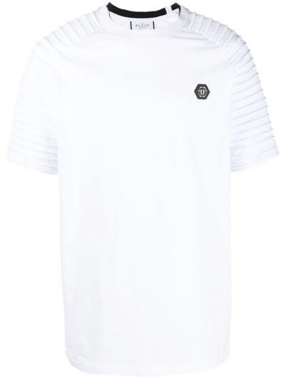Philipp Plein Pleat-detail Logo T-shirt In White