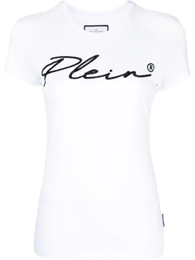 Philipp Plein Logo-print Embellished T-shirt In White