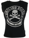 PHILIPP PLEIN EMBELLISHED-LOGO SLEEVELESS T-SHIRT