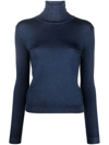 Aspesi Roll-neck Knit Jumper In Blue