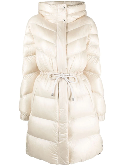 Woolrich Zip-up Hooded Padded Coat In Nude