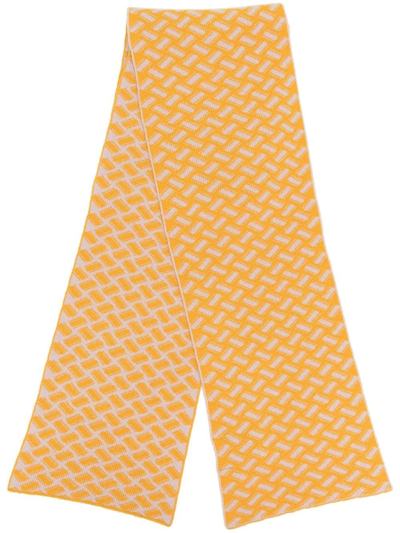 Drumohr Geometric-knit Cashmere Scarf In Yellow