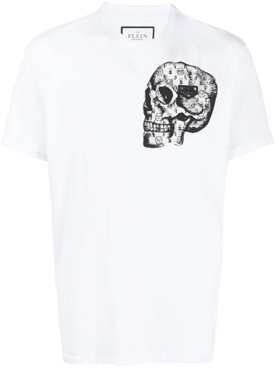 Philipp Plein Skull-print Crew-neck T-shirt In Weiss