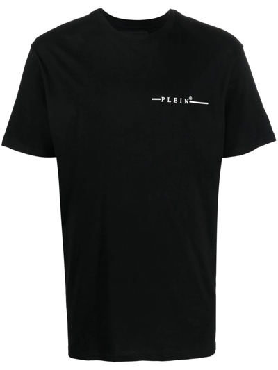 Philipp Plein Flocked Logo-print T-shirt In Schwarz