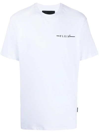 Philipp Plein Flocked Logo-print T-shirt In Weiss