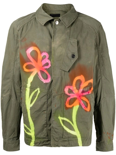 Stain Shade Floral Button-down Jacket In Grün