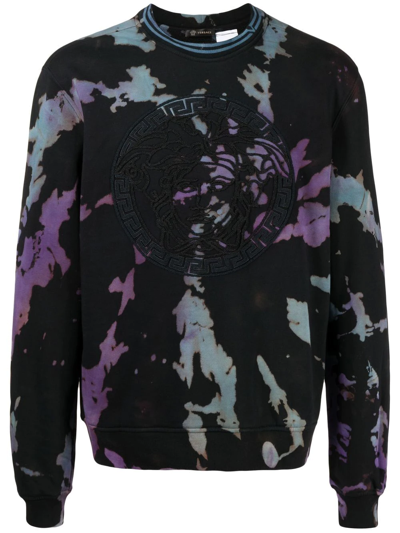 Stain Shade Logo Tie-dye Sweatshirt In Schwarz