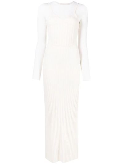 Dion Lee Two-tone Corset Dress In White Cream