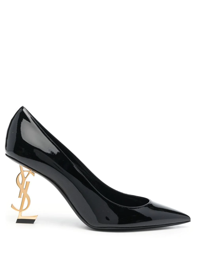 Saint Laurent 110mm Opyum Patent Ysl-heel Pumps In Black