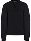 Prada Wool And Cashmere V-neck Sweater In Black
