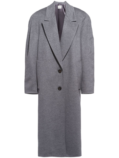 Miu Miu Oversized Brushed Wool-blend Coat In Grey