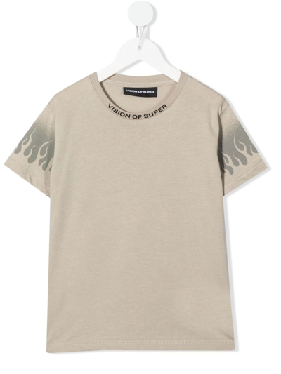 Vision Of Super Flame-print T-shirt In Nude