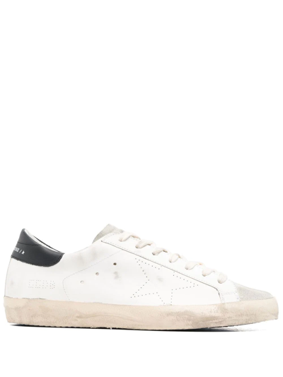 Golden Goose Super-star Distressed Lace-up Trainers In White