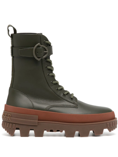 Moncler Carinne Lace-up Ankle Boots In Green