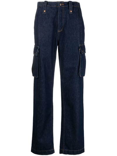 Magda Butrym Relaxed Denim Cargo Trousers In Blue