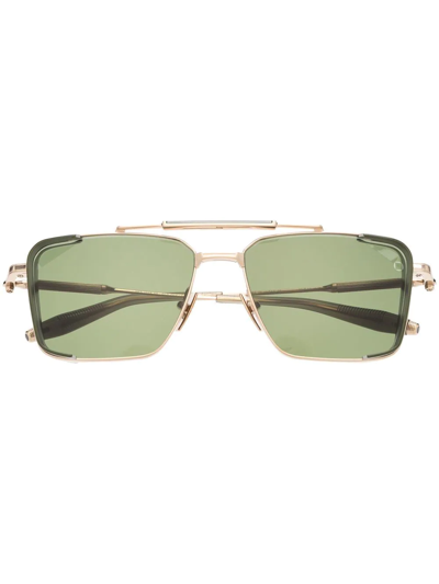 Akoni Hera Square-frame Sunglasses In Gold