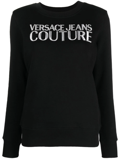 VERSACE JEANS COUTURE LOGO-EMBROIDERED CREW-NECK SWEATSHIRT